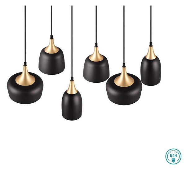 Κρεμαστό Φωτιστικό Ράγα Trio Lighting Chiraz 310500632 Μαύρο Ματ με Χρυσό Ματ