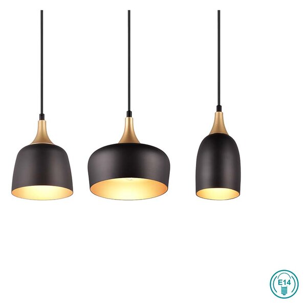 Κρεμαστό Φωτιστικό Ράγα Trio Lighting Chiraz 310500332 Μαύρο Ματ με Χρυσό Ματ