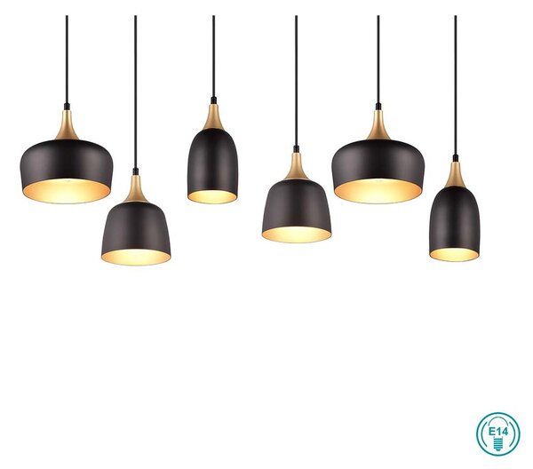 Κρεμαστό Φωτιστικό Ράγα Trio Lighting Chiraz 310500632 Μαύρο Ματ με Χρυσό Ματ