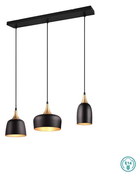 Κρεμαστό Φωτιστικό Ράγα Trio Lighting Chiraz 310500332 Μαύρο Ματ με Χρυσό Ματ