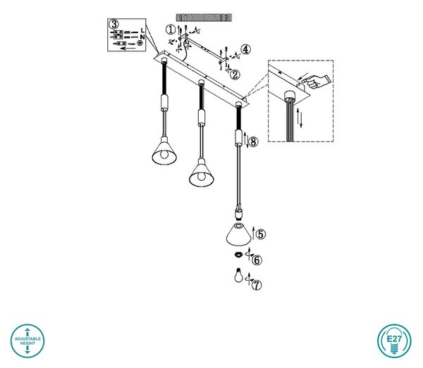 Φωτιστικό Κρεμαστό Trio Lighting Stanley Stanley 319500332 Μαύρο Ματ με Φυμέ Γυαλί