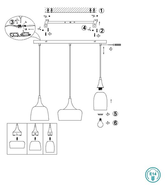 Κρεμαστό Φωτιστικό Ράγα Trio Lighting Chiraz 310500332 Μαύρο Ματ με Χρυσό Ματ