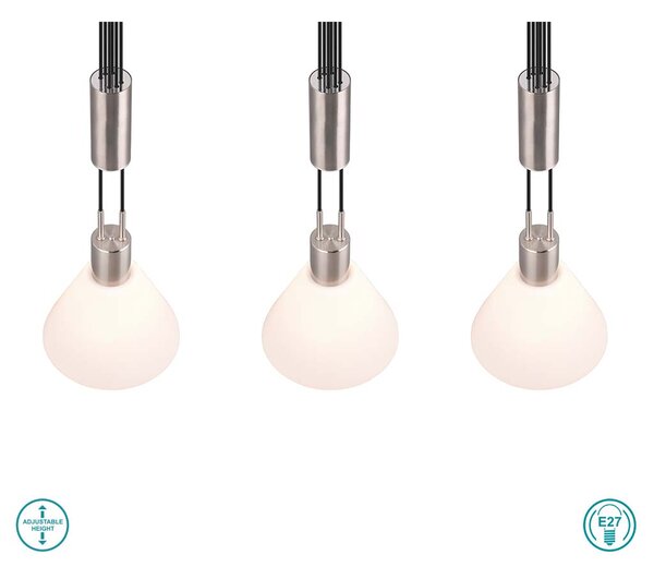 Φωτιστικό Κρεμαστό Trio Lighting Stanley 319500307 Νίκελ Ματ με Λευκό Γυαλί