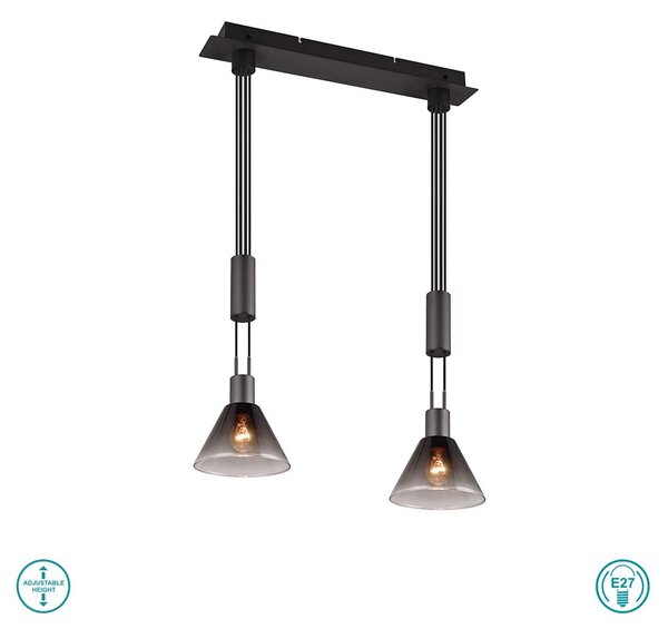 Φωτιστικό Κρεμαστό Trio Lighting Stanley Stanley 319500232 Μαύρο Ματ με Φυμέ Γυαλί