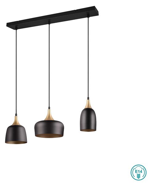 Κρεμαστό Φωτιστικό Ράγα Trio Lighting Chiraz 310500332 Μαύρο Ματ με Χρυσό Ματ