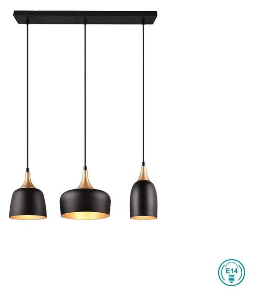 Κρεμαστό Φωτιστικό Ράγα Trio Lighting Chiraz 310500332 Μαύρο Ματ με Χρυσό Ματ