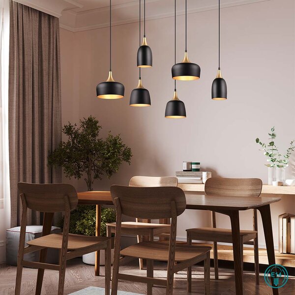 Κρεμαστό Φωτιστικό Ράγα Trio Lighting Chiraz 310500632 Μαύρο Ματ με Χρυσό Ματ