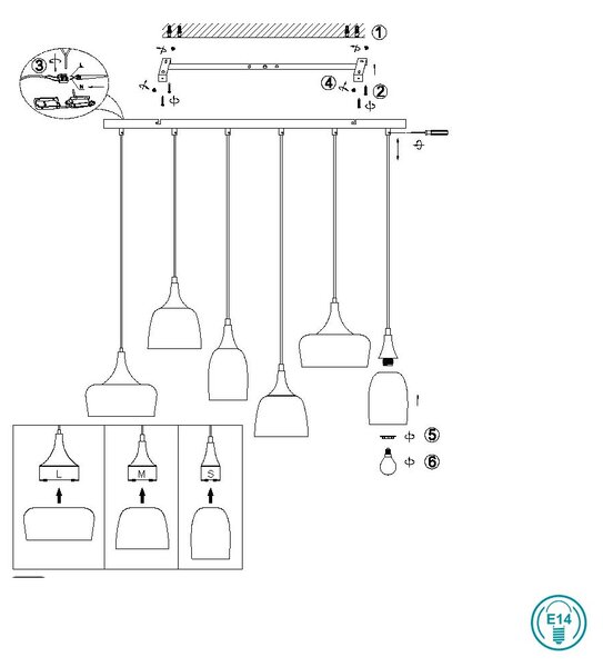 Κρεμαστό Φωτιστικό Ράγα Trio Lighting Chiraz 310500632 Μαύρο Ματ με Χρυσό Ματ