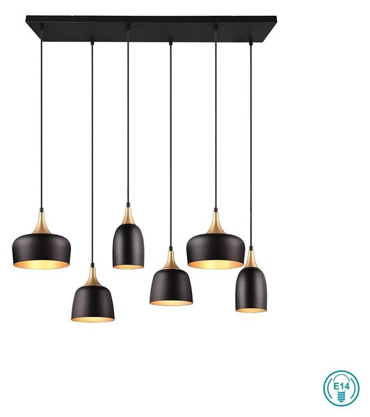 Κρεμαστό Φωτιστικό Ράγα Trio Lighting Chiraz 310500632 Μαύρο Ματ με Χρυσό Ματ