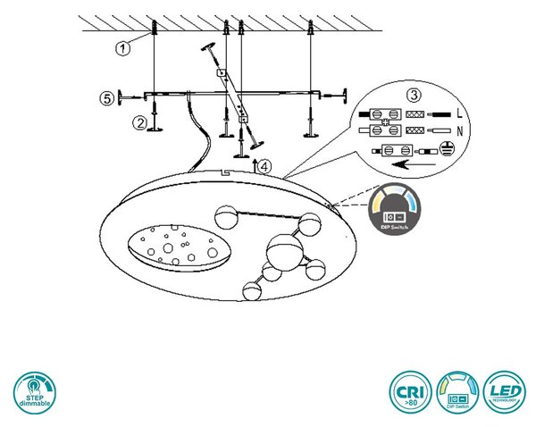 Φωτιστικό Οροφής Trio Lighting Zodiac 644810107 Νίκελ Ματ