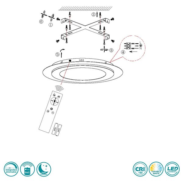 Φωτιστικό Οροφής Trio Lighting Morgan 641519280 Μαύρο Ματ με Χρυσό