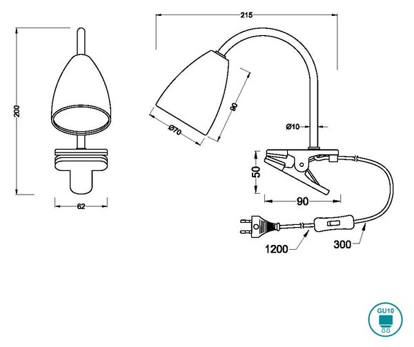 Φωτιστικό Clip-On Trio Lighting Wanda 202620132 Μαύρο Ματ