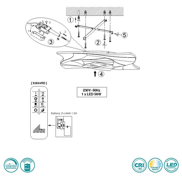 Φωτιστικό Οροφής Trio Lighting Akita 647110131