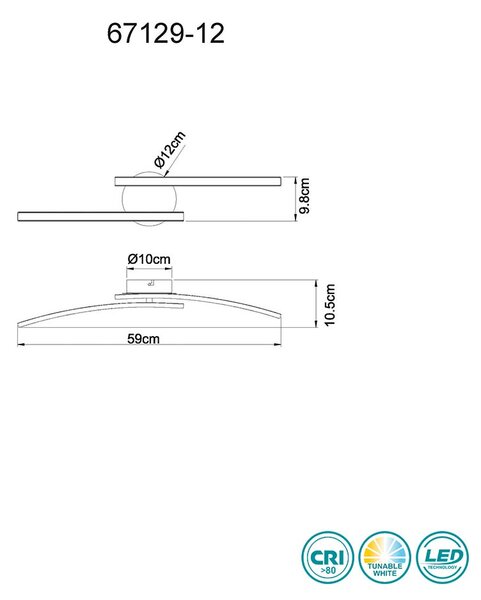 Φωτιστικό Οροφής Globo Lighting Tansy I 67129-12 Μαύρο Ματ