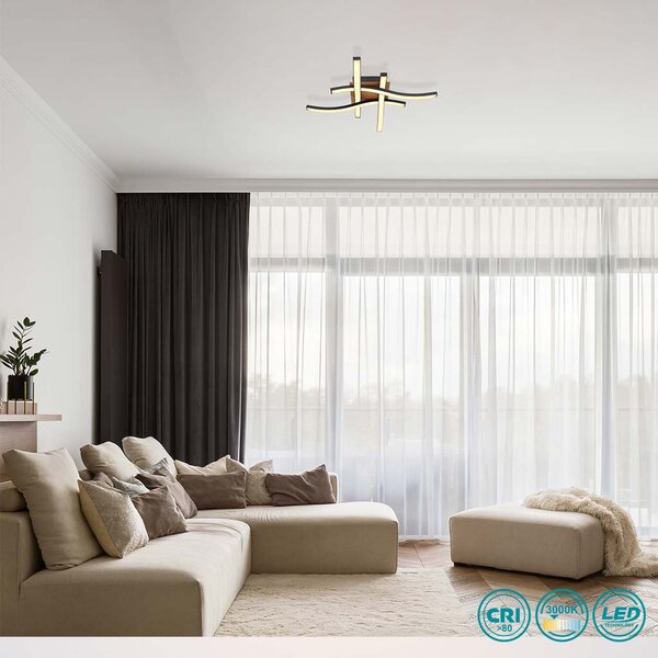 Φωτιστικό Οροφής Globo Lighting Evita 67171-20 Μαύρο Ματ και Απομίμηση Ξύλου