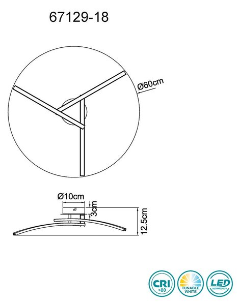 Φωτιστικό Οροφής Globo Lighting Tansy I 67129-18 Μαύρο Ματ