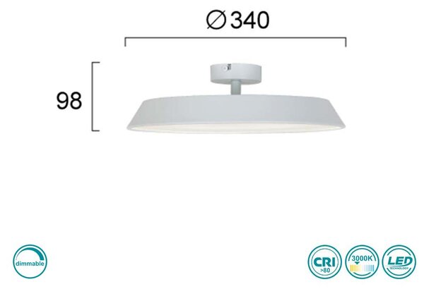 Φωτιστικό Οροφής Viokef Flat 4296900 Λευκό Ματ Dimmable