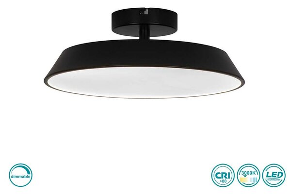 Φωτιστικό Οροφής Viokef Flat 4296901 Μαύρο Ματ Dimmable