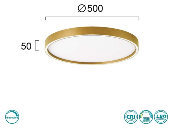 Φωτιστικό Οροφής Viokef Vanessa 4292801 Χρυσό Ματ Dimmable