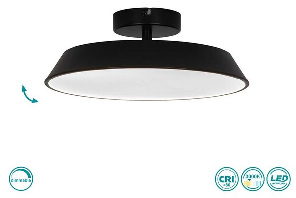 Φωτιστικό Οροφής Viokef Flat 4296901 Μαύρο Ματ Dimmable