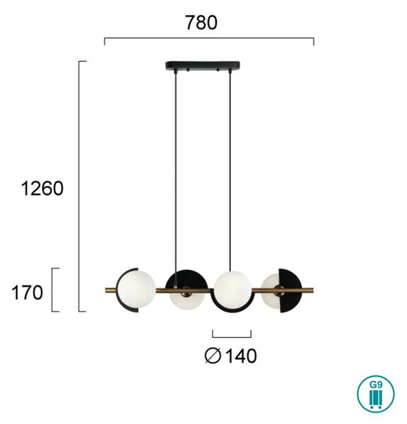 Φωτιστικό Κρεμαστό Ράγα Viokef Darcy 4292100