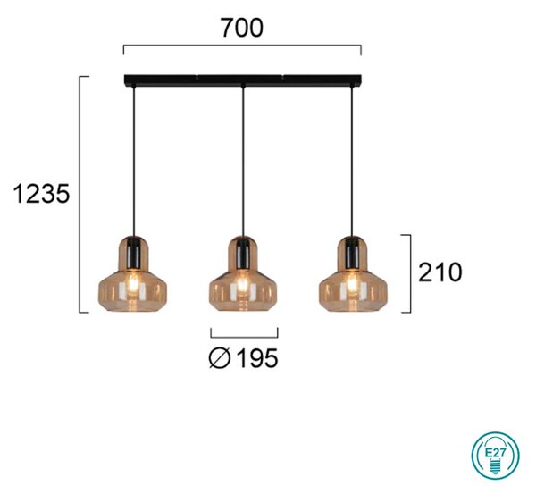 Φωτιστικό Κρεμαστό Ράγα Viokef Mandy 4295900 Μελί