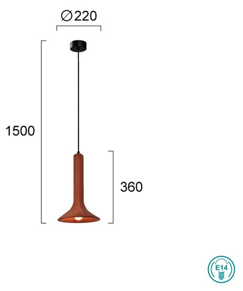 Φωτιστικό Κρεμαστό Viokef Funnel 4290301 Τσιμεντένιο Κόκκινο