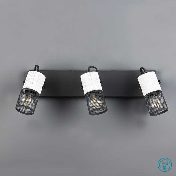 Φωτιστικό Ράγα Σποτ Retro Trio Lighting Tosh 804300334 Λευκό Ξύλο - Μαύρο Ματ