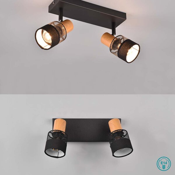 Φωτιστικό Σποτ Retro Trio Lighting Nandini 811700232 Ξύλο- Μαύρο Ματ