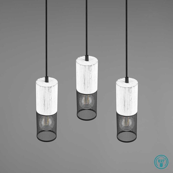 Φωτιστικό Κρεμαστό Trio Lighting Tosh 304330334 Λευκό Ξύλο - Μαύρο Ματ