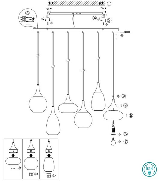 Φωτιστικό Ράγα Trio Lighting Lumina 317000613 Μελί με Μαύρο Ματ