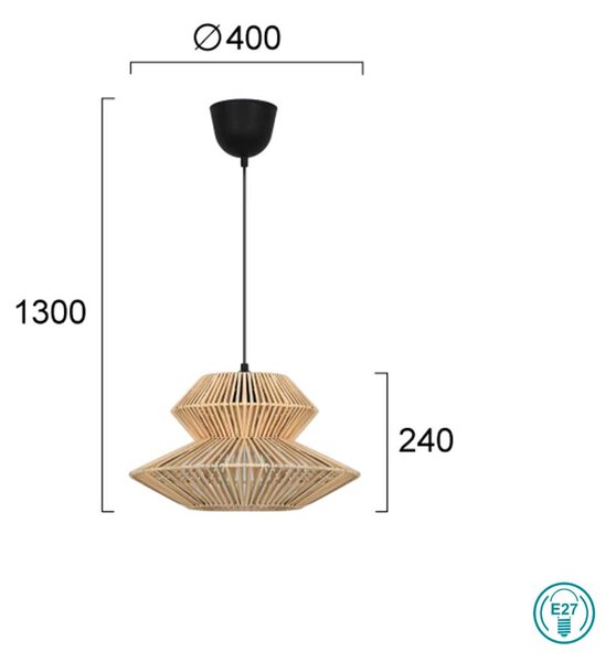 Φωτιστικό Κρεμαστό Viokef Bali 4296300 από Rattan