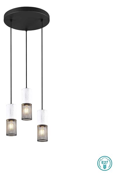 Φωτιστικό Κρεμαστό Trio Lighting Tosh 304330334 Λευκό Ξύλο - Μαύρο Ματ