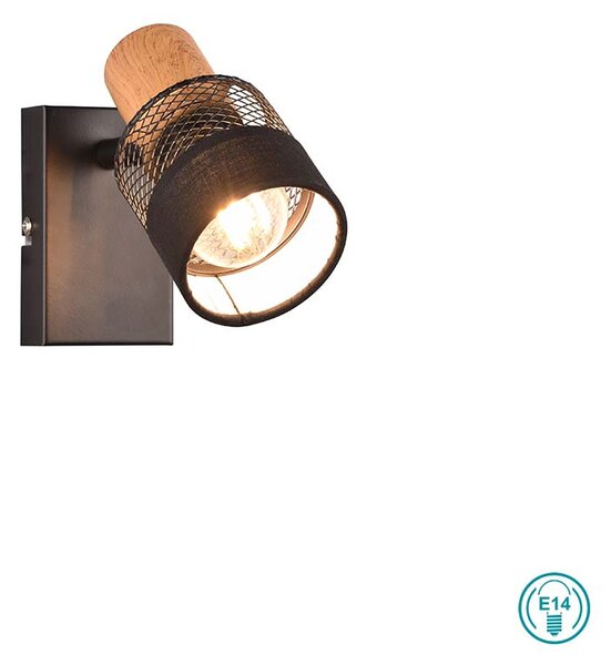 Φωτιστικό Σποτ Retro Trio Lighting Nandini 811700132 Ξύλο- Μαύρο Ματ