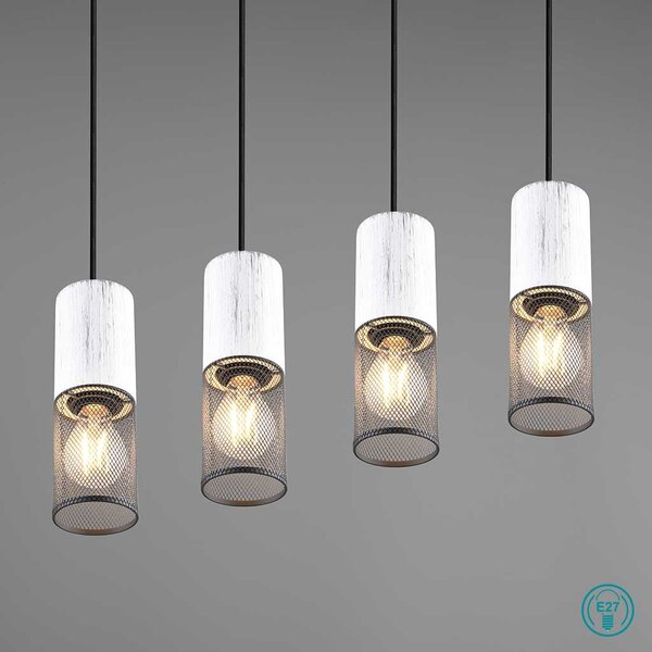 Φωτιστικό Κρεμαστό Ράγα Trio Lighting Tosh 304300434 Λευκό Ξύλο - Μαύρο Ματ