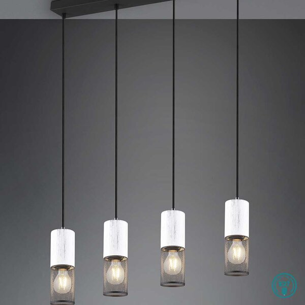 Φωτιστικό Κρεμαστό Ράγα Trio Lighting Tosh 304300434 Λευκό Ξύλο - Μαύρο Ματ