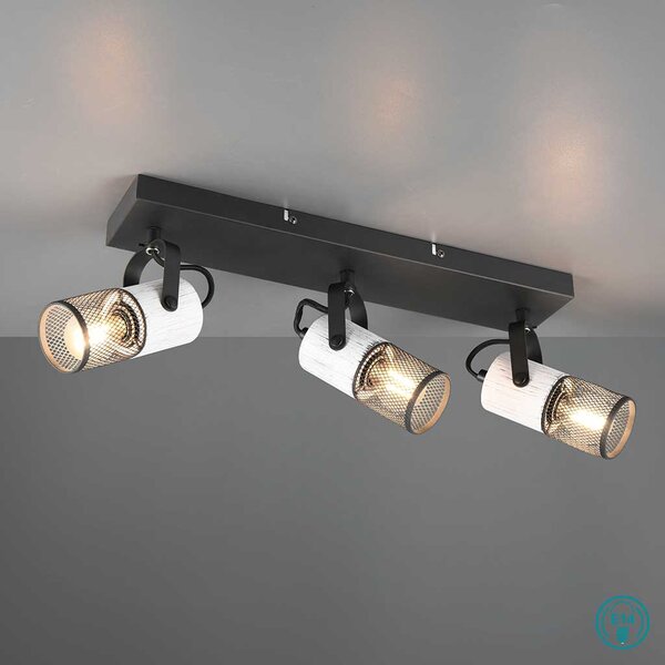 Φωτιστικό Ράγα Σποτ Retro Trio Lighting Tosh 804300334 Λευκό Ξύλο - Μαύρο Ματ