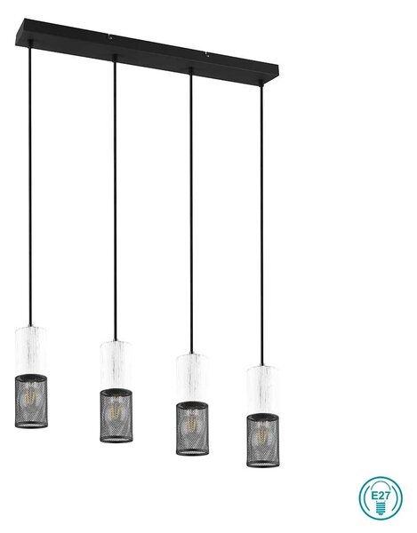 Φωτιστικό Κρεμαστό Ράγα Trio Lighting Tosh 304300434 Λευκό Ξύλο - Μαύρο Ματ