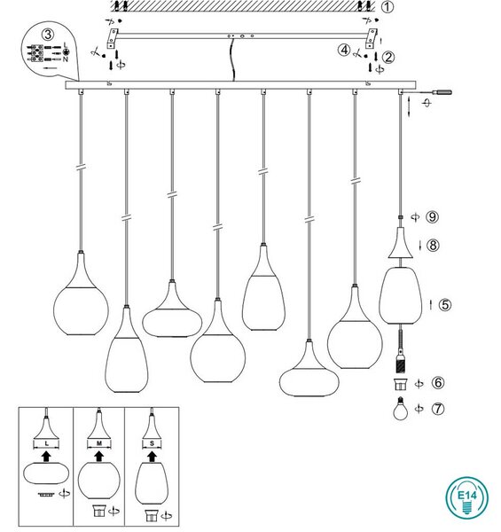 Φωτιστικό Ράγα Trio Lighting Lumina 317000813 Μελί με Μαύρο Ματ