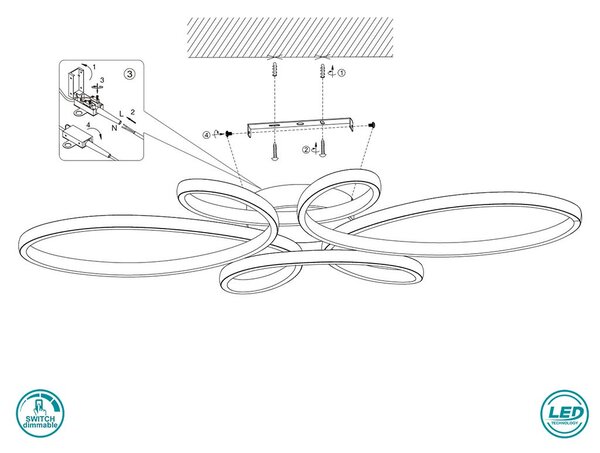 Φωτιστικό Οροφής Trio Lighting Fly 645619132 Μαύρο