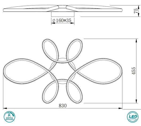 Φωτιστικό Οροφής Trio Lighting Fly 645619132 Μαύρο