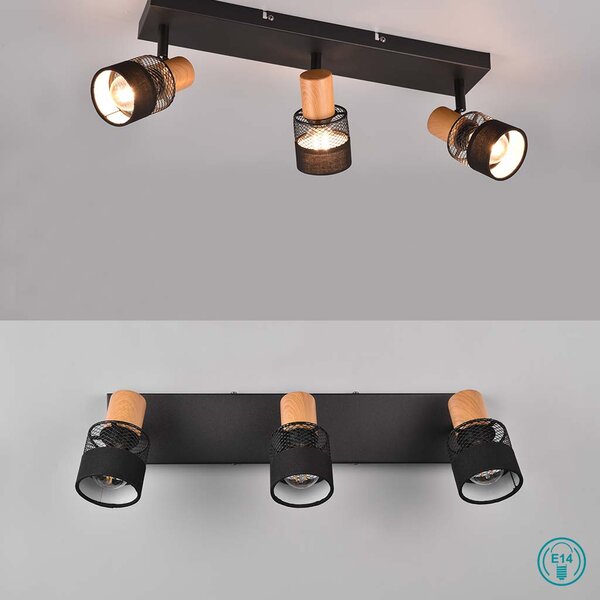 Φωτιστικό Σποτ Retro Trio Lighting Nandini 811700332 Ξύλο- Μαύρο Ματ