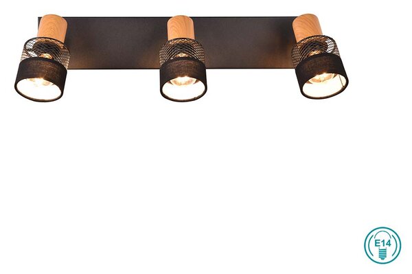 Φωτιστικό Σποτ Retro Trio Lighting Nandini 811700332 Ξύλο- Μαύρο Ματ