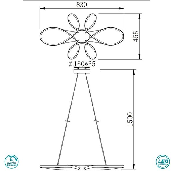 Φωτιστικό Κρεμαστό Trio Lighting Fly 345619131 Λευκό