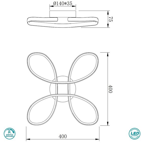 Φωτιστικό Οροφής Trio Lighting Fly 645610132 Μαύρο