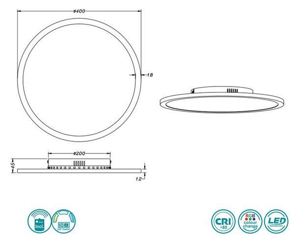 Φωτιστικό Οροφής Trio Lighting Yuma 641710287 D40 Γκρι-Λευκό