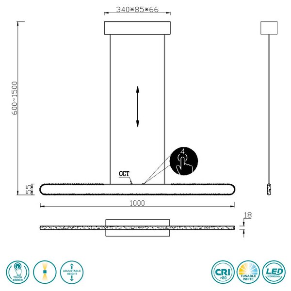 Φωτιστικό Κρεμαστό Trio Lighting Helios 343310132 Μαύρο