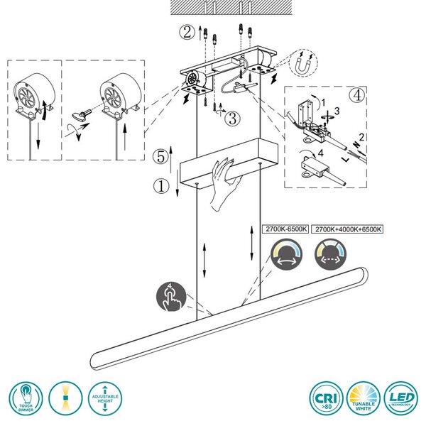 Φωτιστικό Κρεμαστό Trio Lighting Helios 343310132 Μαύρο