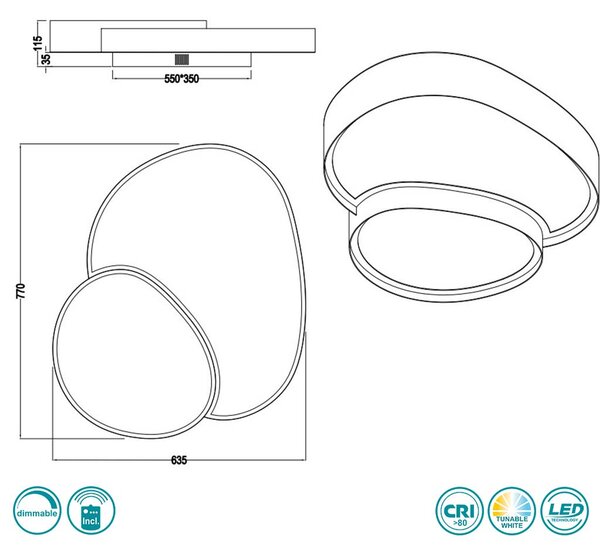 Φωτιστικό Οροφής Trio Lighting Rise 647519231 D77 Λευκό Ματ