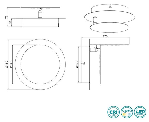 Απλίκα Trio Lighting Leano 240310179 Στρογγυλή Χρυσή